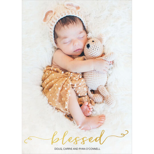 Vertical Blessed Holiday Photo Cards